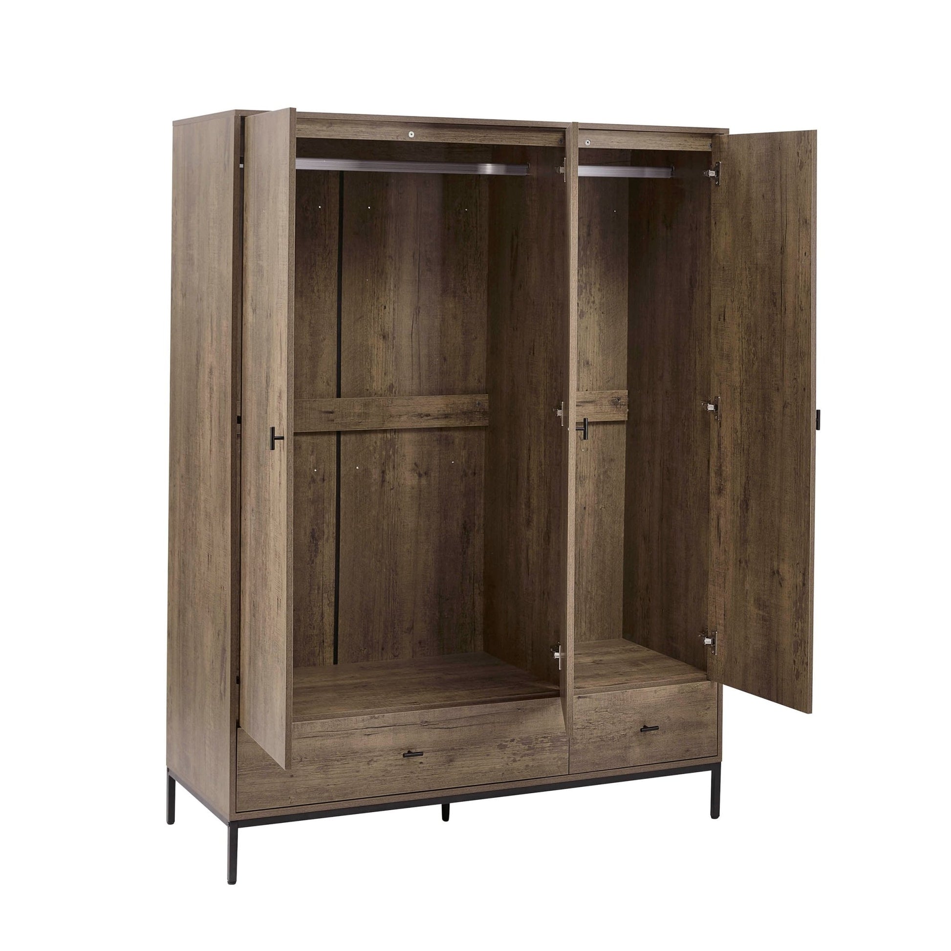 Willow 3 Door Wardrobe with Drawers - Mango Wood - DUSK