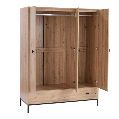 Willow 3 Door Wardrobe with Drawers - Natural - DUSK