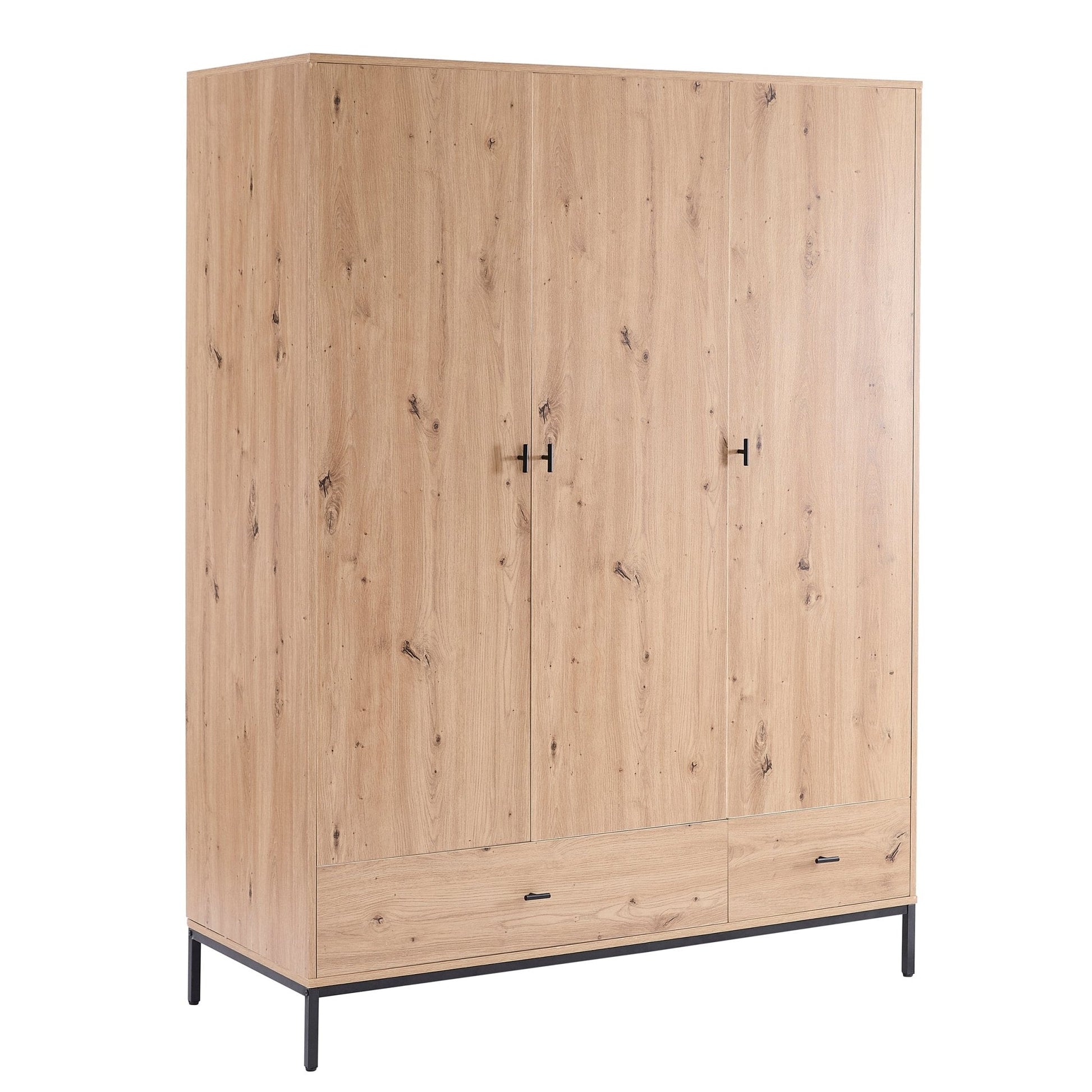 Willow 3 Door Wardrobe with Drawers - Natural - DUSK