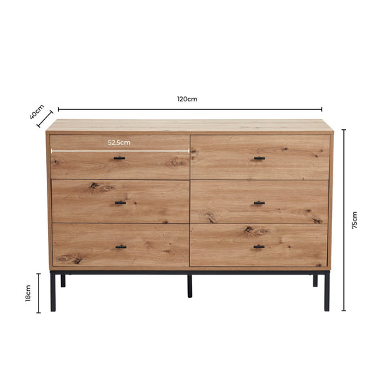 Willow 6 Drawer Chest - Light Wood - DUSK