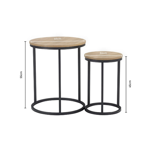 Willow Nesting Side Table - Mango Wood - DUSK