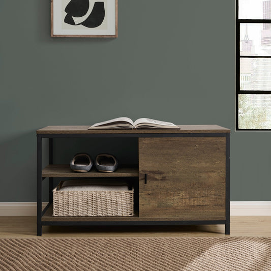 Willow Shoe Storage Bench - Mango Wood - DUSK