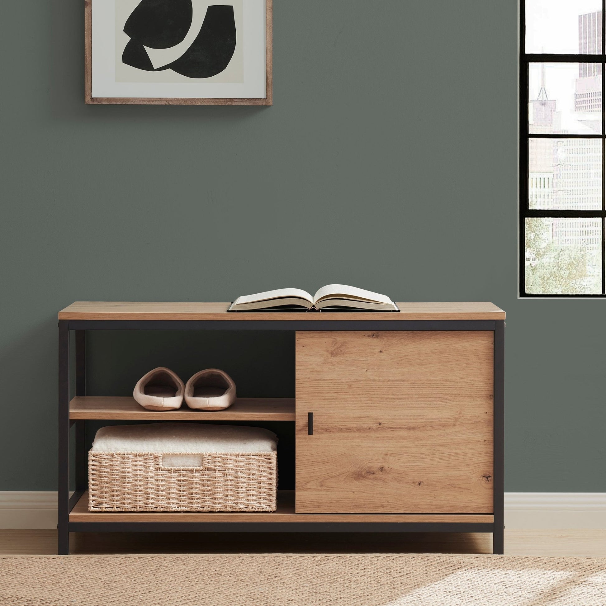 Willow Shoe Storage Bench - Oak Effect - DUSK