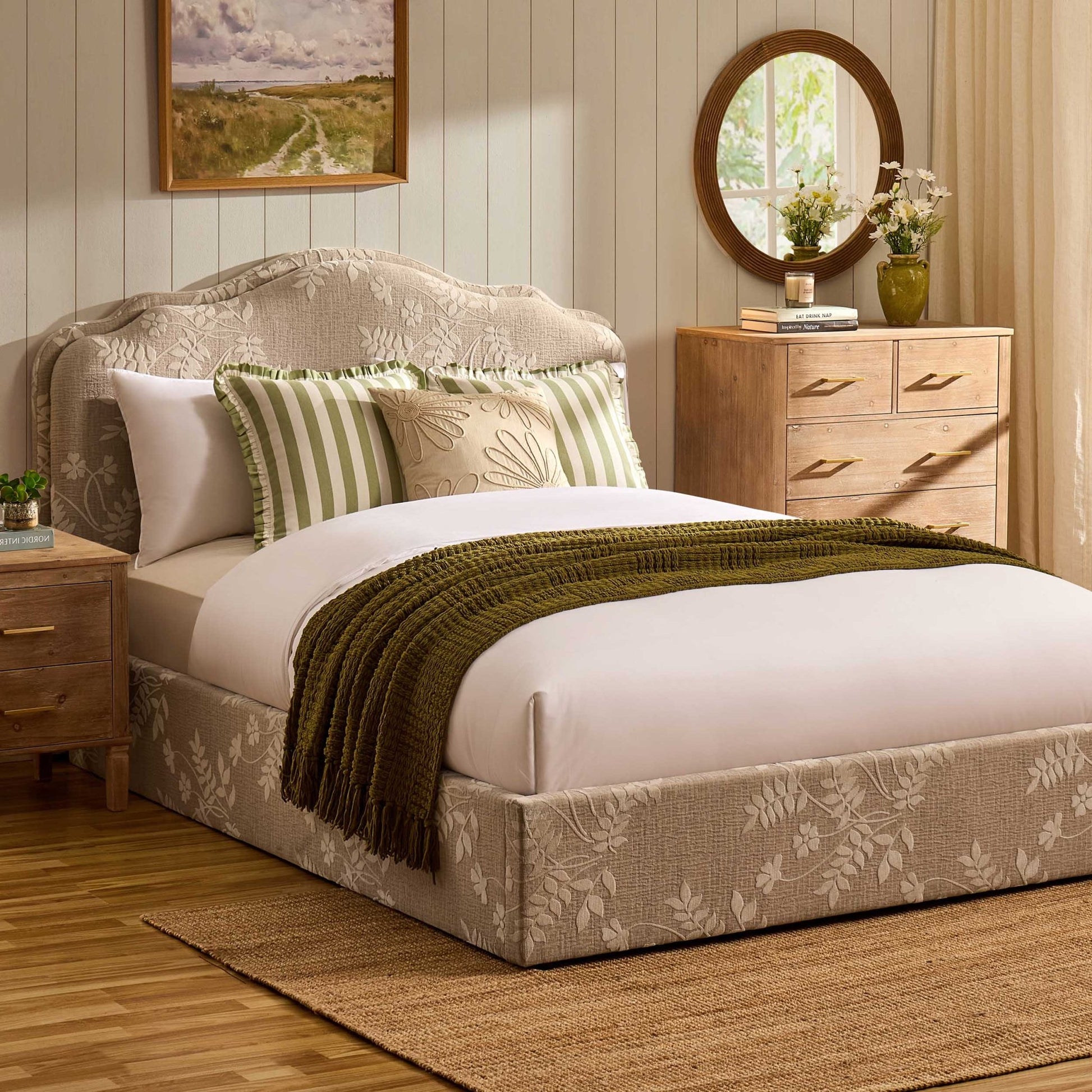 Wiltshire Ottoman Storage Bed - Jacquard Floral - DUSK