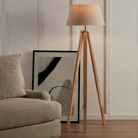 Wooden Tripod Floor Lamp - Natural - DUSK