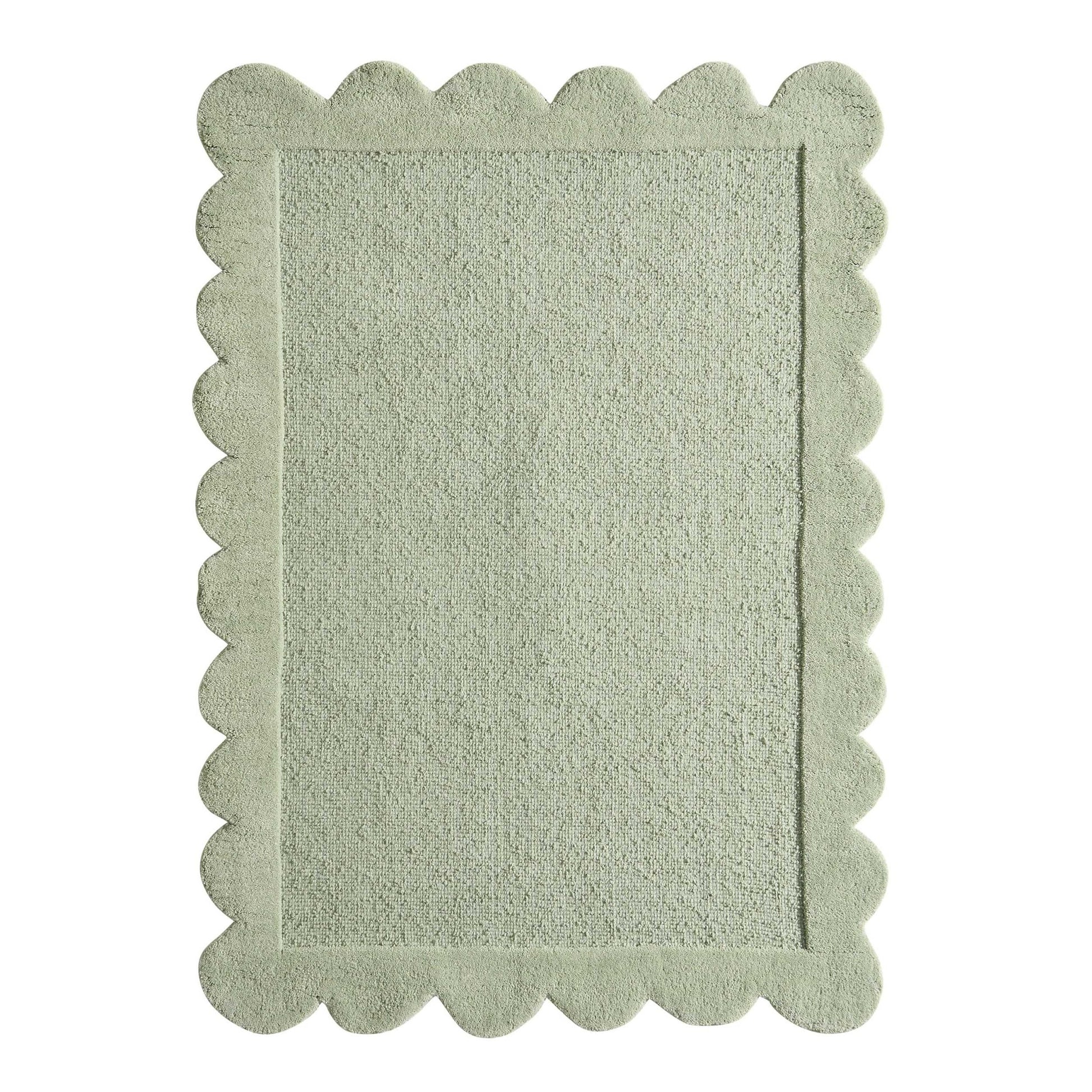 Wool Scallop Edge Rug - Sage - DUSK
