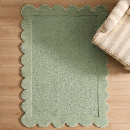 Wool Scallop Edge Rug - Sage - DUSK