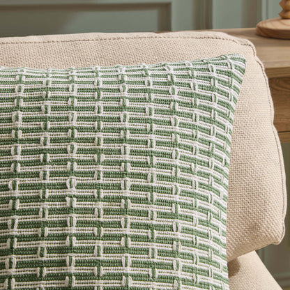 Woven Geometric Sofa Cushion Cover - Green - DUSK