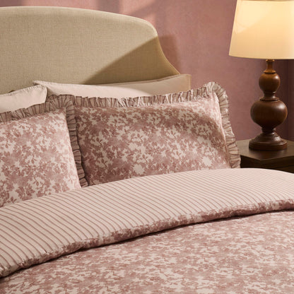 Wren Floral Stripe Reversible Duvet Cover Set - Natural - DUSK