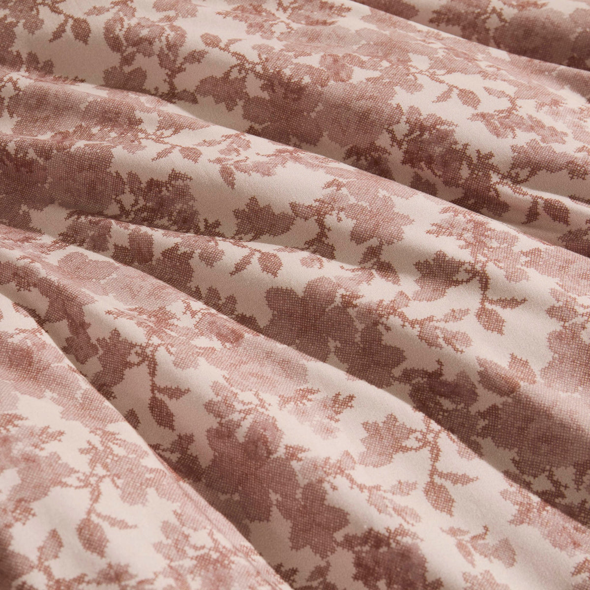 Wren Floral Stripe Reversible Duvet Cover Set - Natural - DUSK