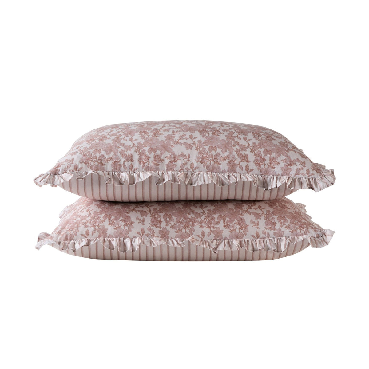 Wren Floral Stripe Reversible Duvet Cover Set - Natural - DUSK