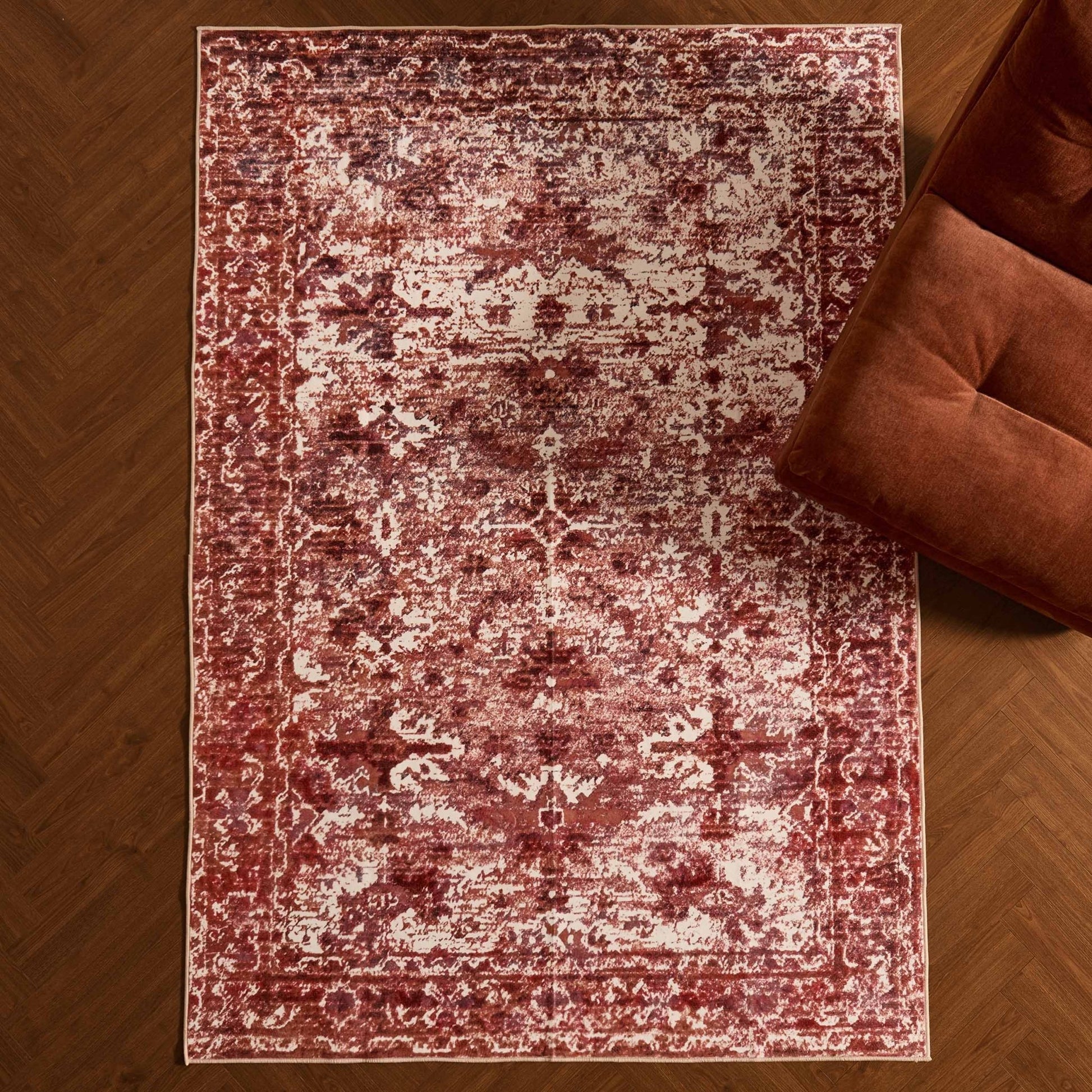Zahra Persian Style Machine Washable Rug - Burnt Orange - DUSK