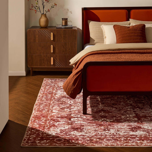 Zahra Persian Style Machine Washable Rug - Burnt Orange - DUSK