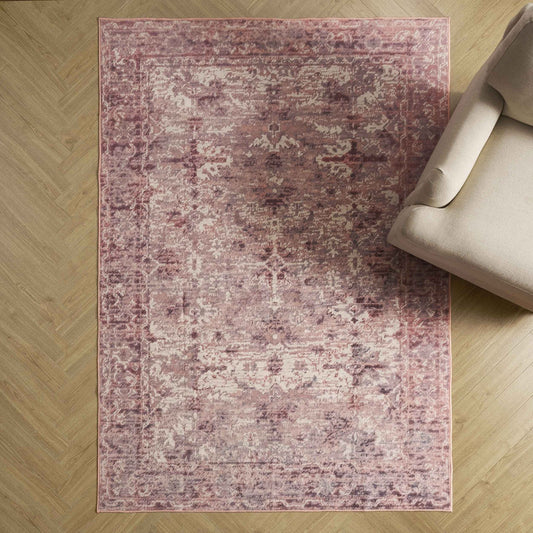 Zahra Persian Style Machine Washable Rug - Rose - DUSK