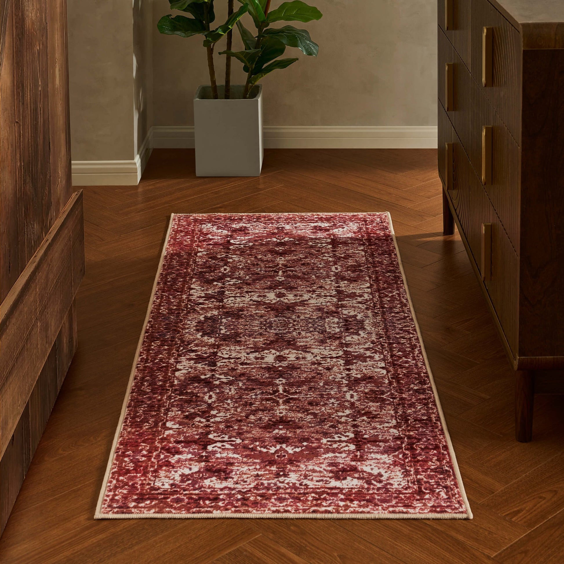 Zahra Persian Style Machine Washable Runner - Burnt Orange - DUSK