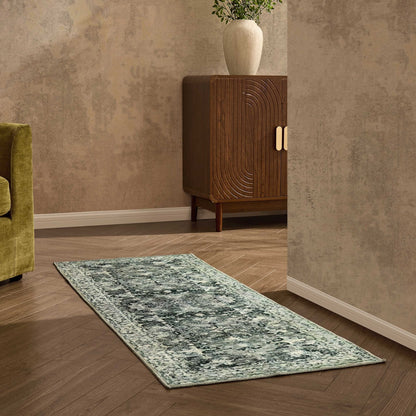 Zahra Persian Style Machine Washable Runner - Sage - DUSK