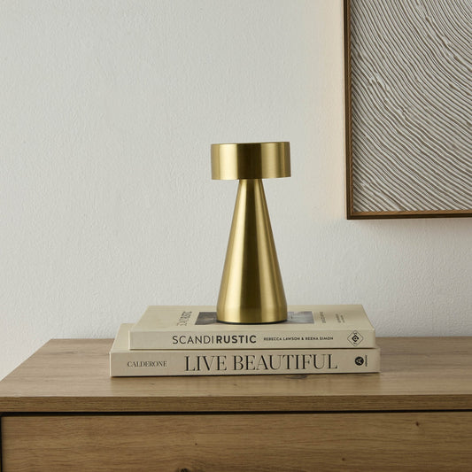 Zeta Mini LED Rechargeable Wireless Lamp - Brushed Gold - DUSK