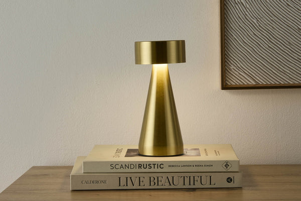 Zeta Mini LED Rechargeable Wireless Lamp - Brushed Gold - DUSK