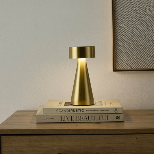 Zeta Mini LED Rechargeable Wireless Lamp - Brushed Gold - DUSK