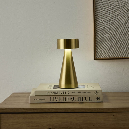 Zeta Mini LED Rechargeable Wireless Lamp - Brushed Gold - DUSK