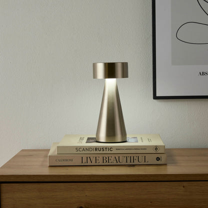 Zeta Mini LED Rechargeable Wireless Lamp - Satin Nickel - DUSK