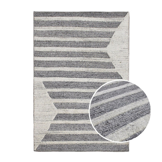 Zoe Wool Triangle and Stripe Rug - Light Grey - DUSK