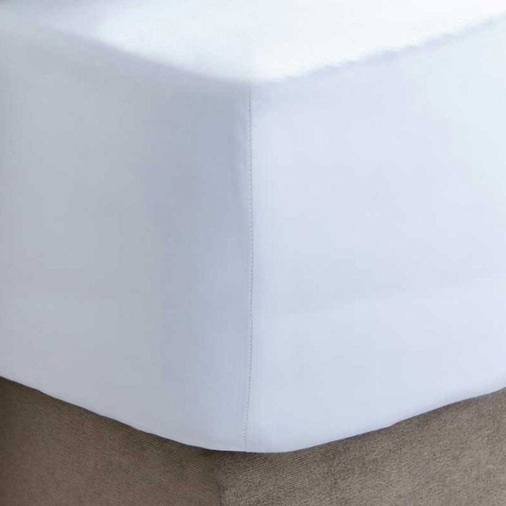 200 Thread Count Percale White Fitted Sheet - 100% Egyptian Cotton - King Size - Deep - DUSK