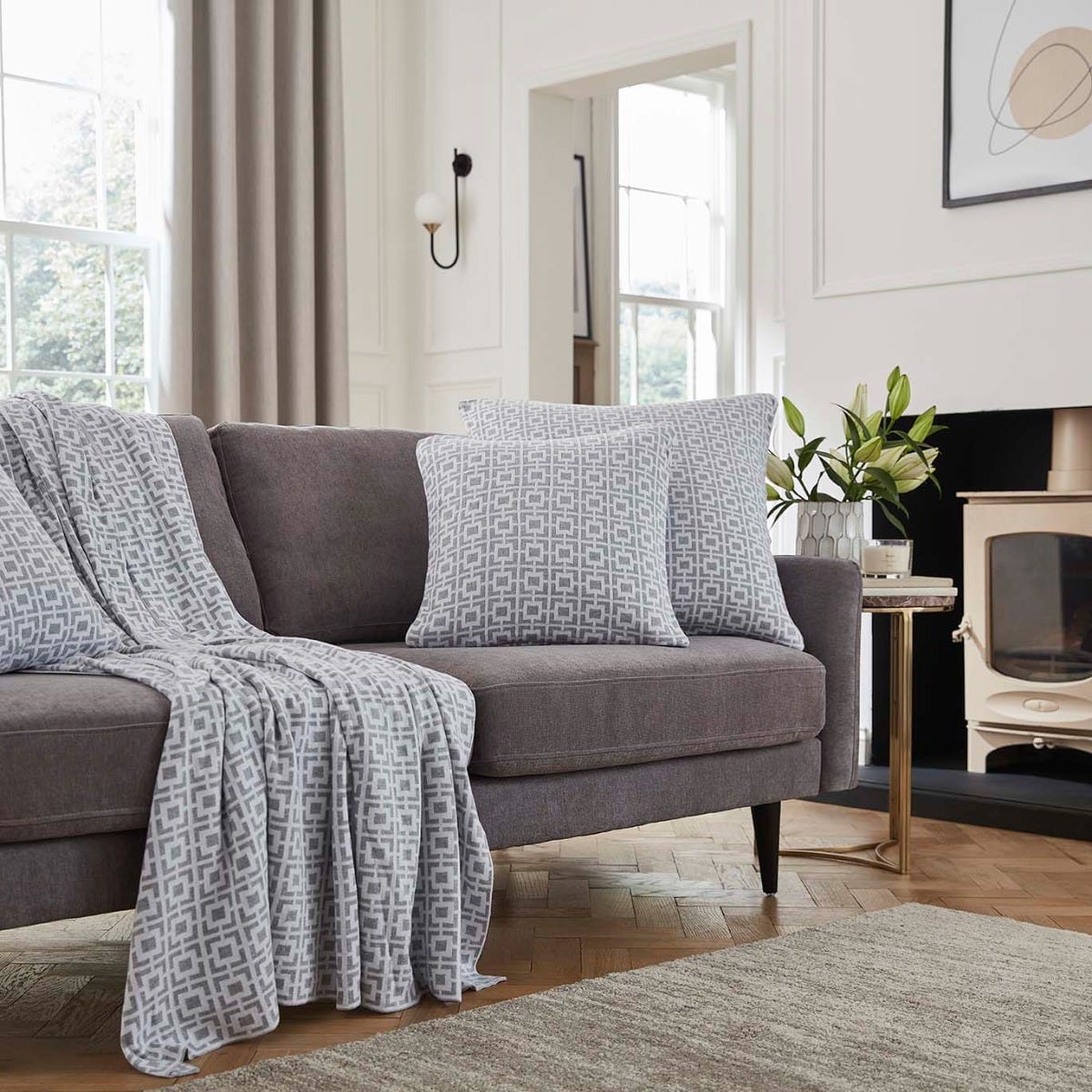 Alexandria Sofa Cushion Cover - Grey/White - DUSK
