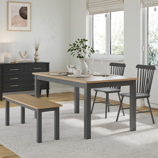 Alice 4-6 Seater Dining Table - Oak/Charcoal - DUSK 1200
