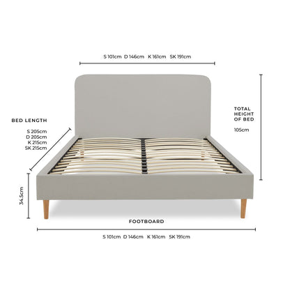 Ascot Bed Frame - Grey - DUSK