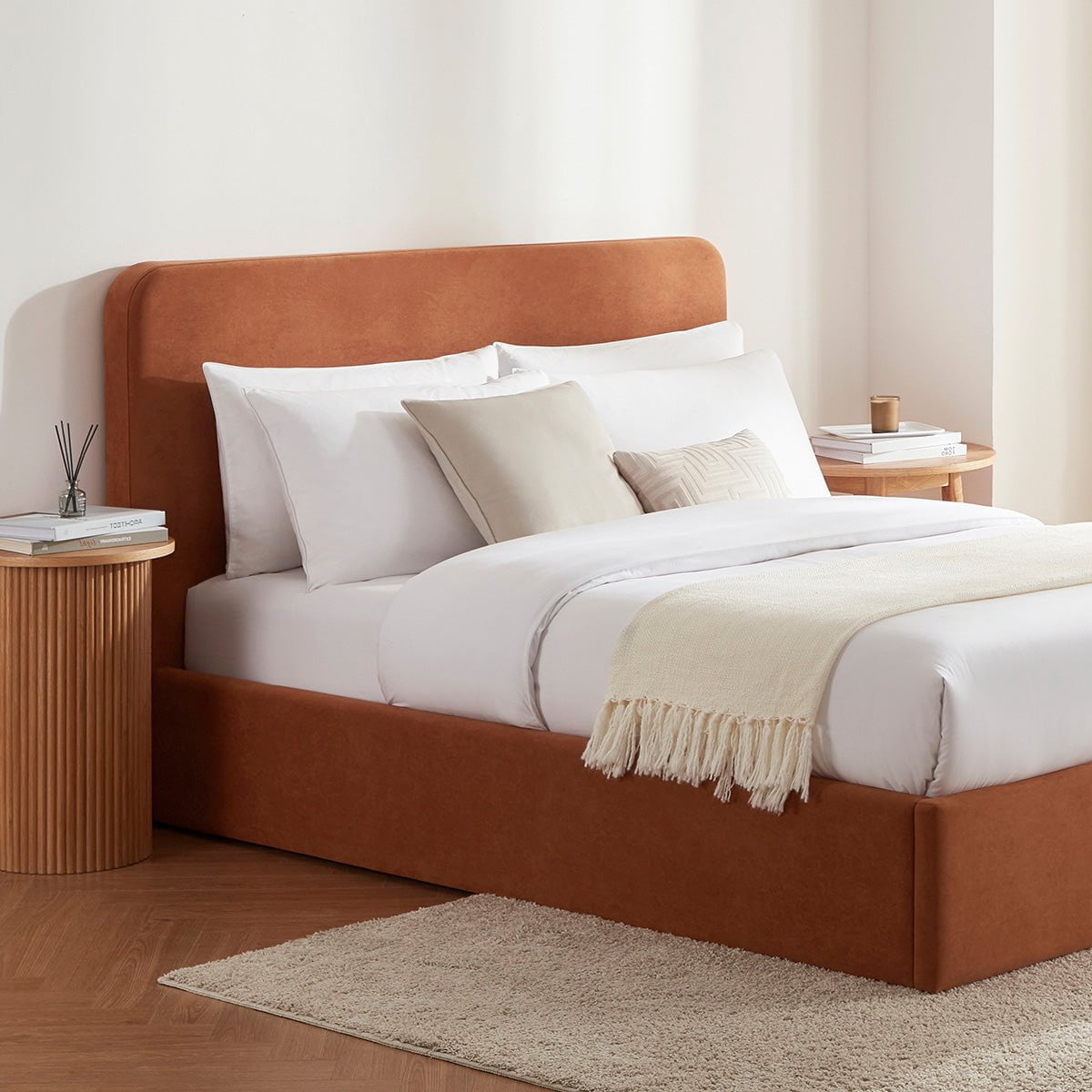 Ascot Ottoman Storage Bed - Burnt Orange - DUSK