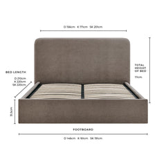 Ascot Ottoman Storage Bed - Cool Taupe - DUSK