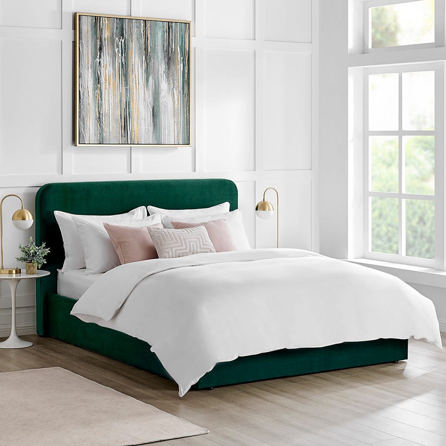 Ascot Ottoman Storage Bed - Forest Green - DUSK