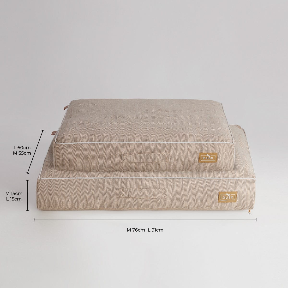 Bailey Pillow Dog Bed - Natural Herringbone - DUSK