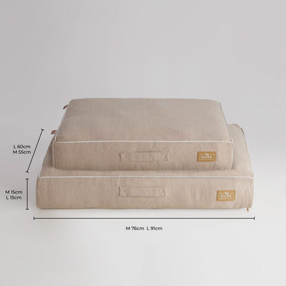 Bailey Pillow Dog Bed - Natural Herringbone - DUSK
