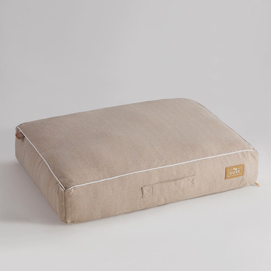 Bailey Pillow Dog Bed - Natural Herringbone - DUSK