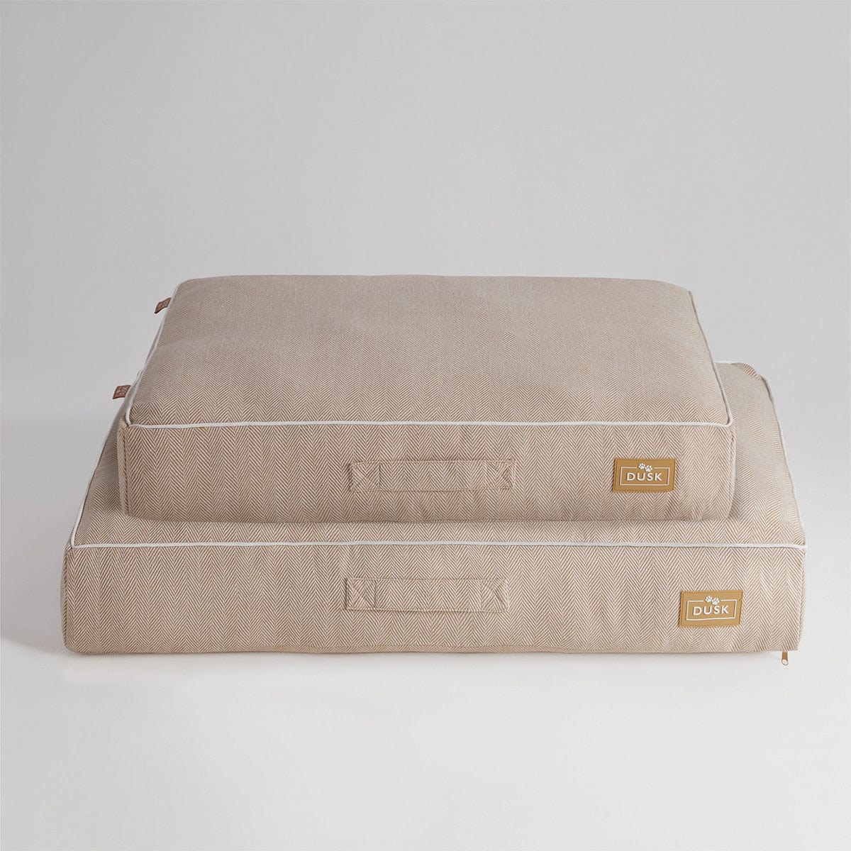 Bailey Pillow Dog Bed - Natural Herringbone - DUSK