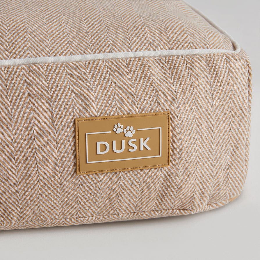 Bailey Pillow Dog Bed - Natural Herringbone - DUSK