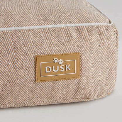 Bailey Pillow Dog Bed - Natural Herringbone - DUSK