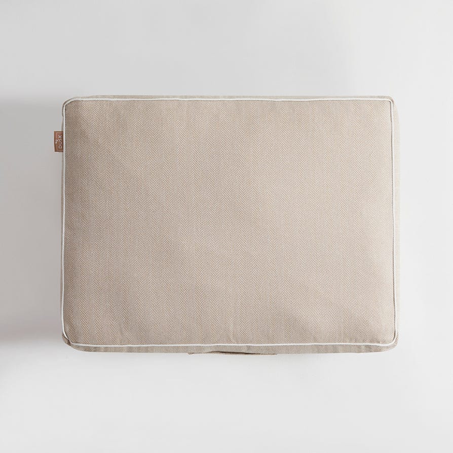 Bailey Pillow Dog Bed - Natural Herringbone - DUSK