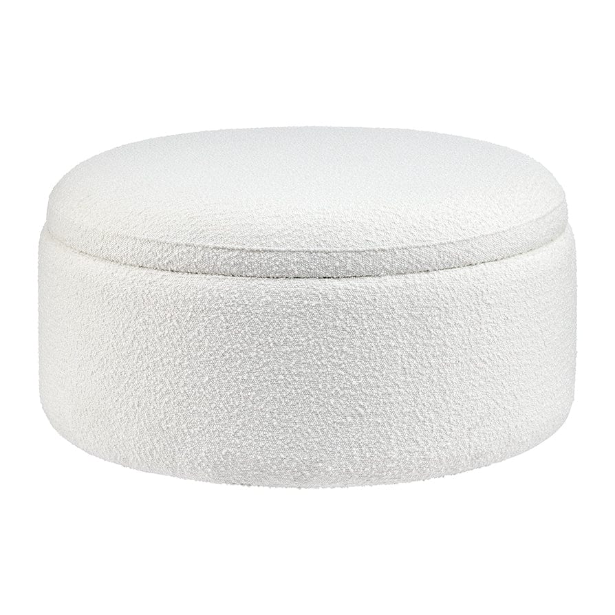 Bouclé Round Storage Pouffe - Off White - DUSK