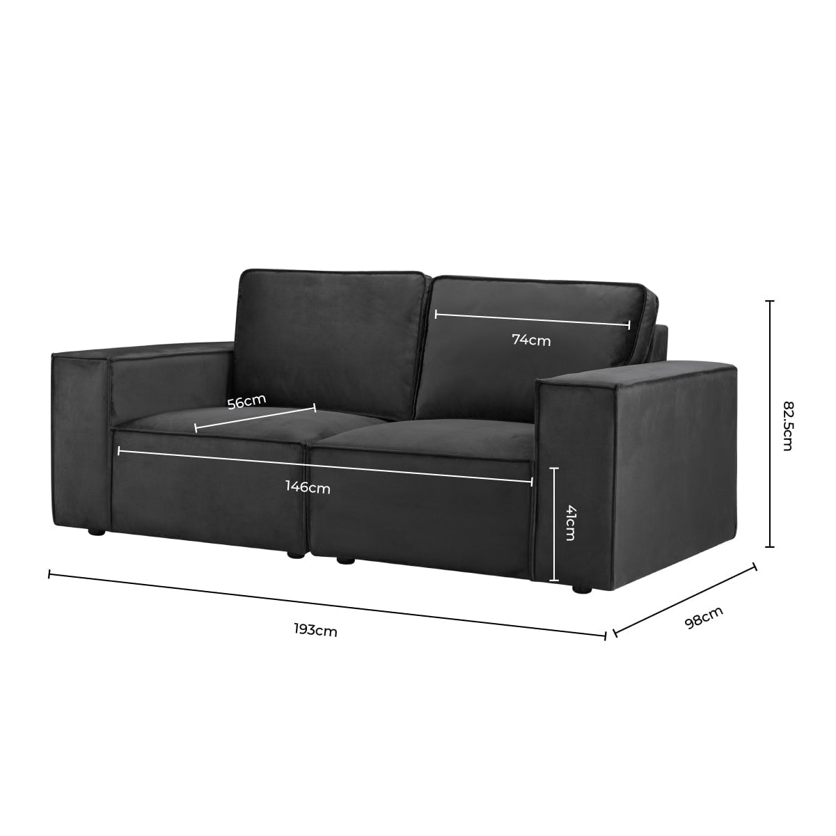 Brooklyn 2 Seater Sofa - Ink - DUSK