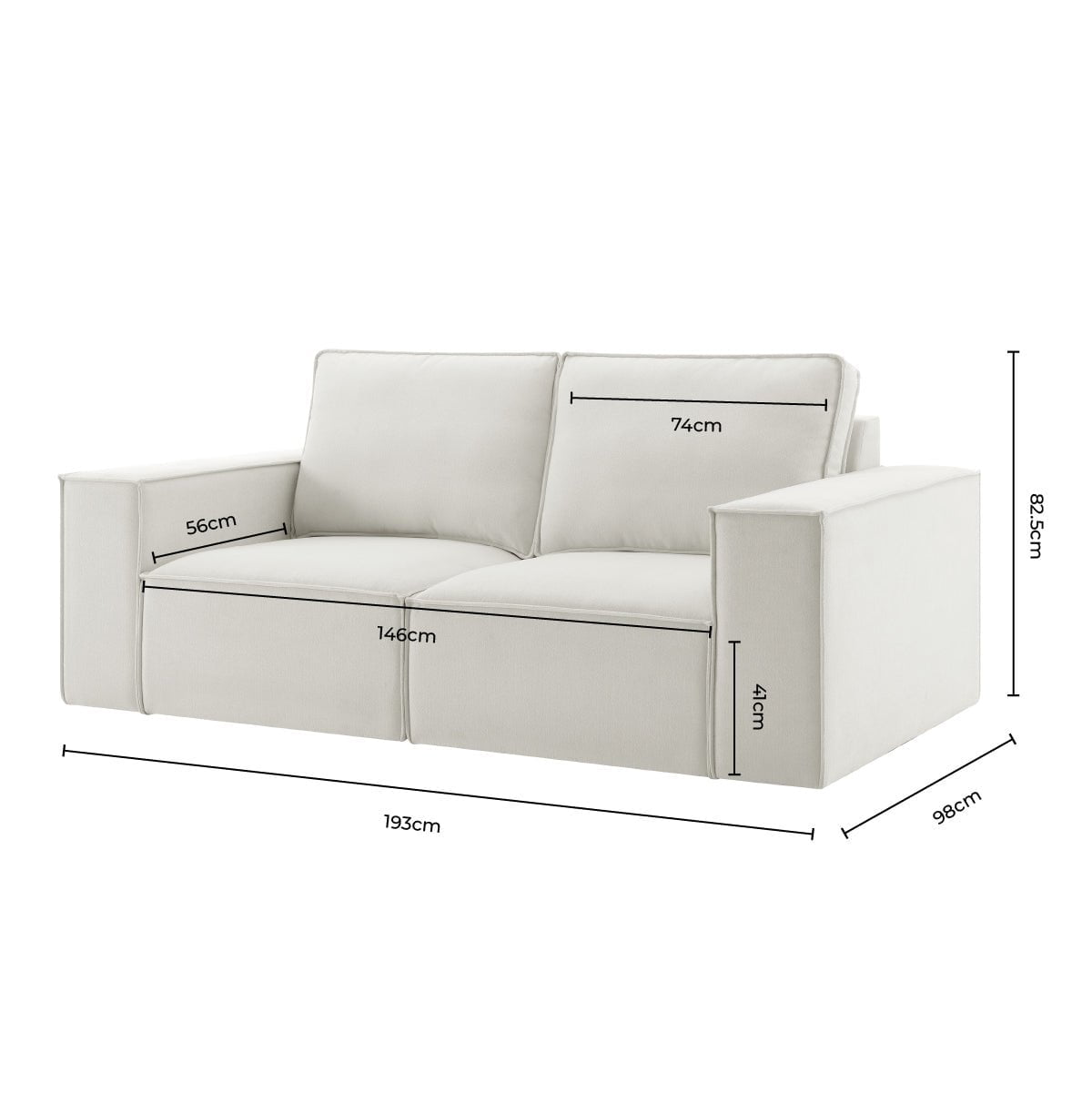 Brooklyn 2 Seater Sofa - Ivory - DUSK