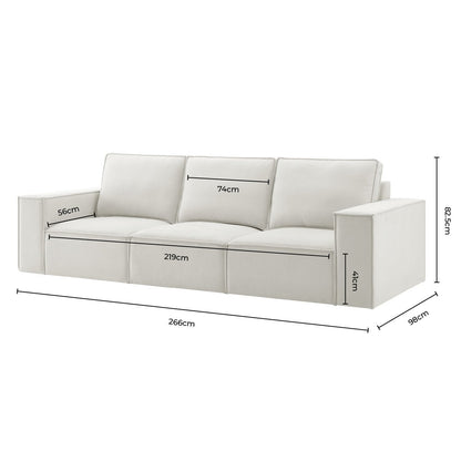 Brooklyn 3 Seater Sofa - Ivory - DUSK