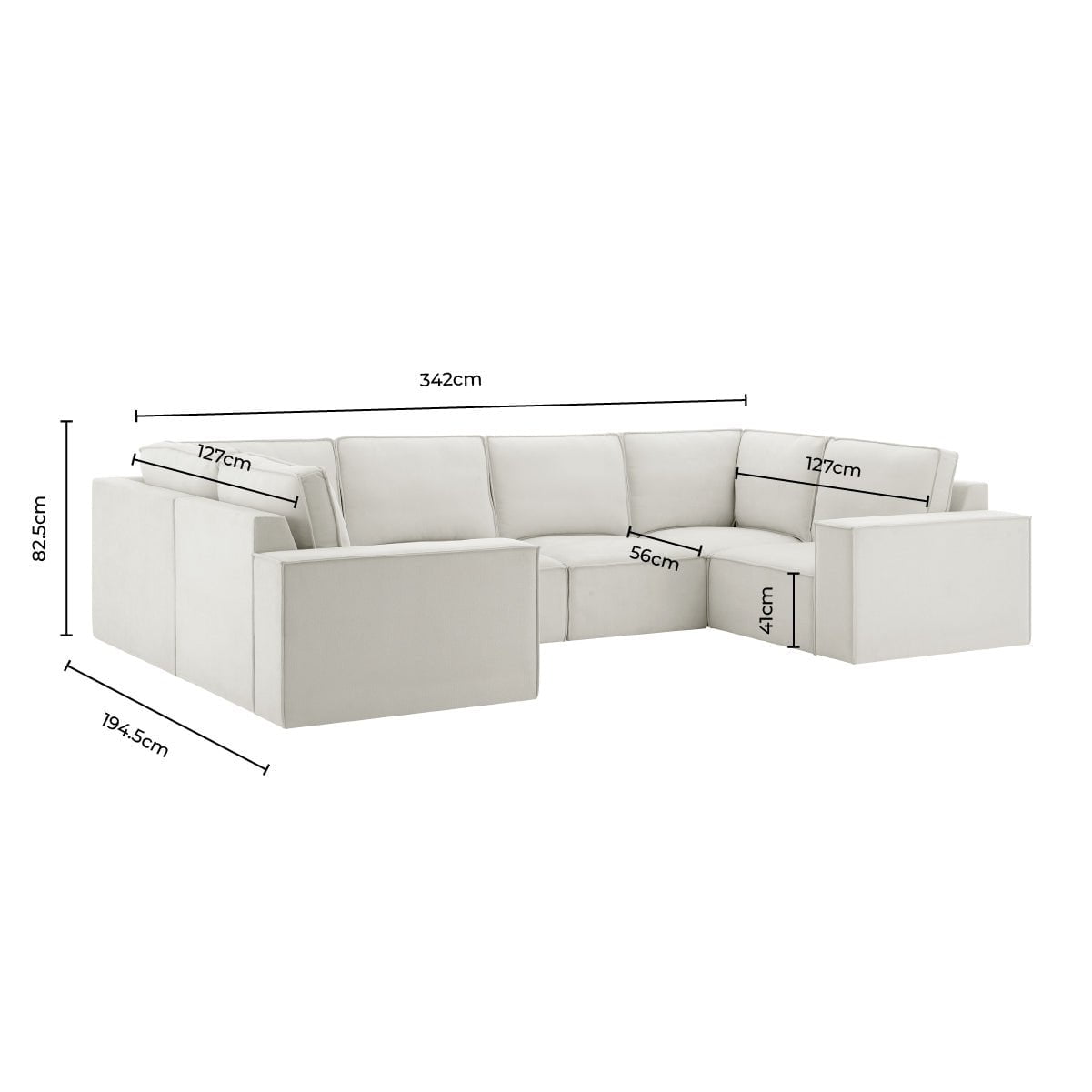 Brooklyn U-Shape Sofa - Ivory - DUSK