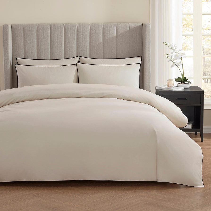 Cambridge 200 Thread Count Duvet Cover - Natural/Black - DUSK