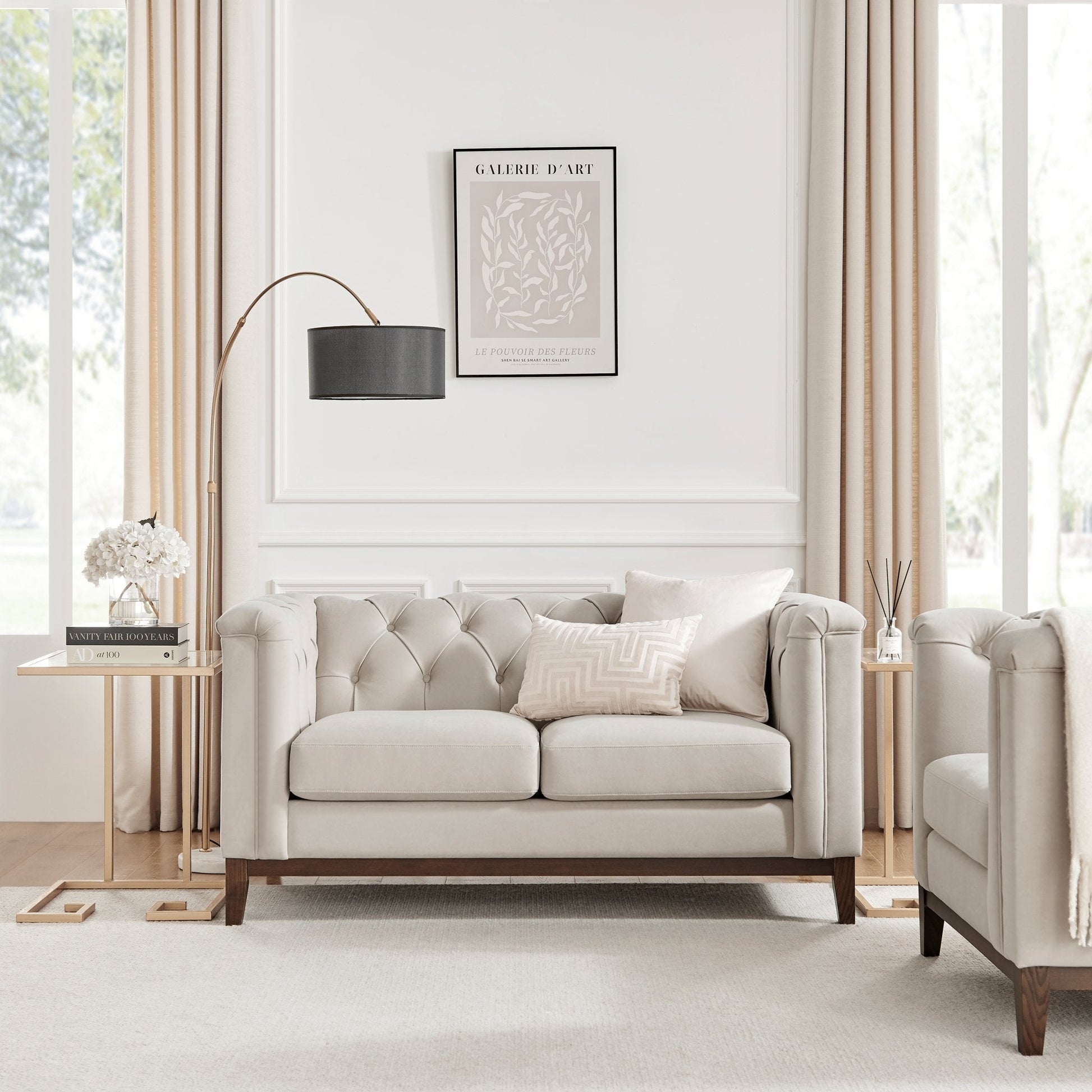 Chesterfield 2 Seater Sofa - Stone - DUSK