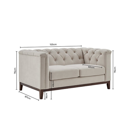 Chesterfield 2 Seater Sofa - Stone - DUSK