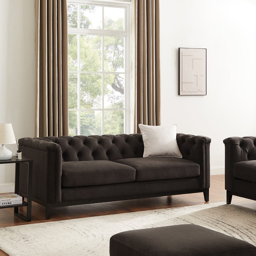 Chesterfield 3 Seater Sofa - Dark Brown - DUSK