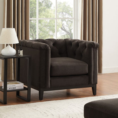 Chesterfield Armchair - Dark Brown - DUSK